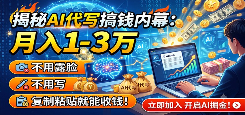 揭秘AI代写搞钱内幕:月入1-3万,不用露脸不用写,复制粘贴就能收钱!|副业联盟