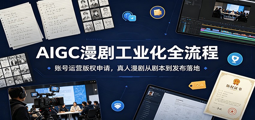 AIGC漫剧工业化全流程:账号运营版权申请,真人漫剧从剧本到发布落地|副业联盟