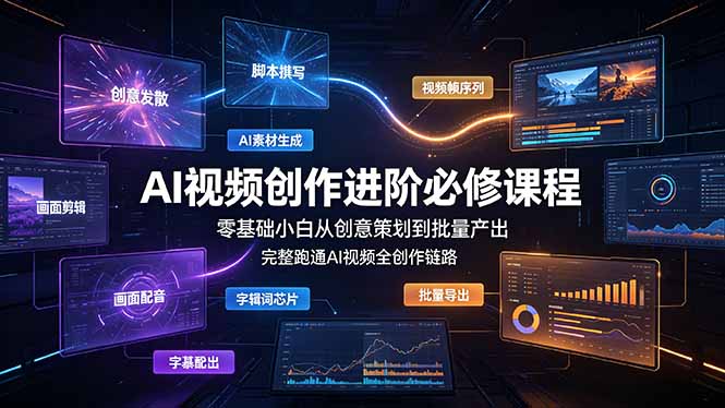 AI视频创作进阶必修课程:零基础小白从创意策划到批量产出,完整跑通AI视频全创作链路|副业联盟
