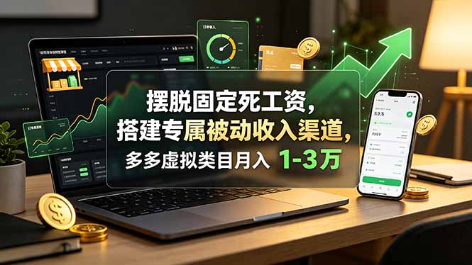 摆脱固定死工资,搭建专属被动收入渠道,多多虚拟类目月入 1-3 万|副业联盟