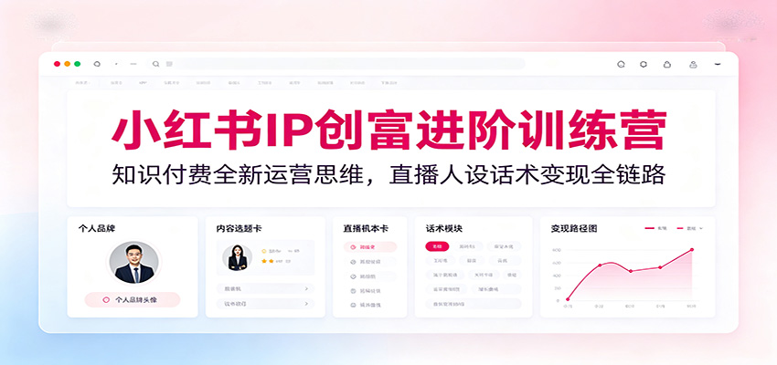 小红书IP创富进阶训练营:知识付费全新运营思维,直播人设话术变现全链路|副业联盟