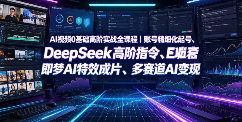 AI视频0基础高阶实战全课程|账号精细化起号、DeepSeek高阶指令、即梦AI特效成片、多赛道AI短视频量产变现|副业联盟