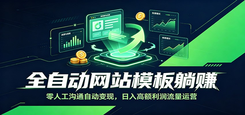 全自动网站模板躺赚:零人工沟通自动变现,日入高额利润流量运营|副业联盟