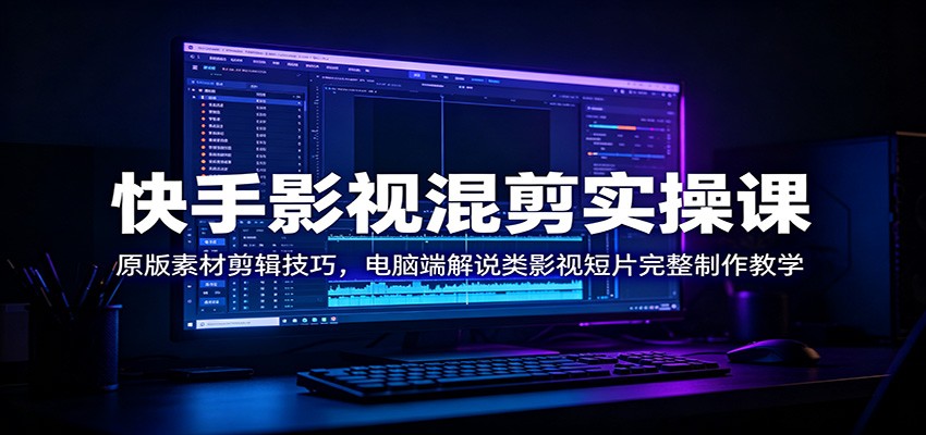 快手影视混剪实操课:原版素材剪辑技巧,电脑端解说类影视短片完整制作教学|副业联盟