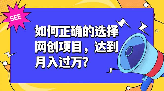 如何正确的选择网创项目,达到月入过万?,本课程教你正确选择项目。|副业联盟