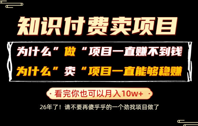普通人为什么能够靠卖项目轻松月入10W+,而做项目却容易成炮灰,卖项目为什么能够稳賺不赔?【揭秘】|副业联盟
