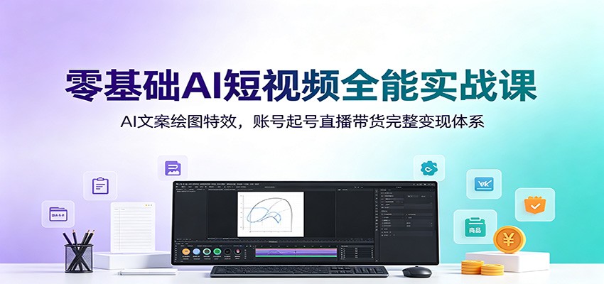 零基础AI短视频全能实战课:AI文案绘图特效,账号起号直播带货完整变现体系|副业联盟