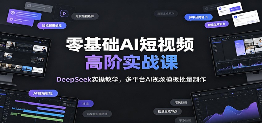 零基础AI短视频高阶实战课:DeepSeek实操教学,多平台AI视频模板批量制作|副业联盟