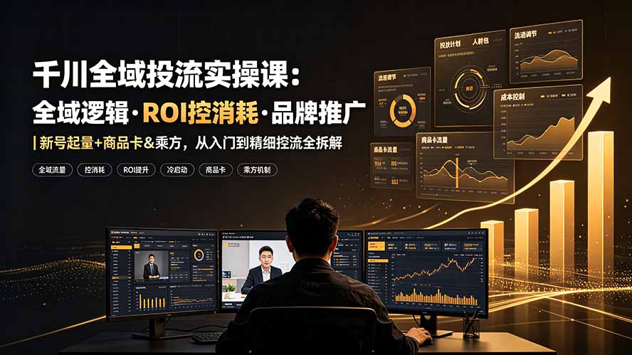 千川全域投流实操课:全域逻辑·ROI控消耗·品牌推广|新号起量+商品卡&乘方,从入门到精细控流全拆解|副业联盟