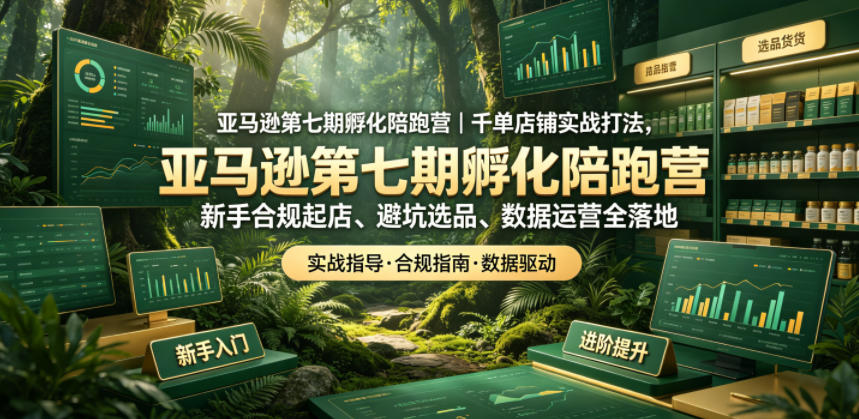 亚马逊孵化陪跑营｜千单店铺实战打法，新手合规起店、避坑选品、数据运营全落地(更新0708)|副业联盟