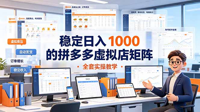 稳定日入 1000 的拼多多虚拟店矩阵，全套实操教学|副业联盟