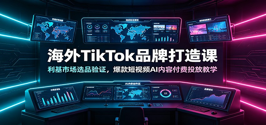 海外TikTok品牌打造课：利基市场选品验证，爆款短视频AI内容付费投放教学|副业联盟
