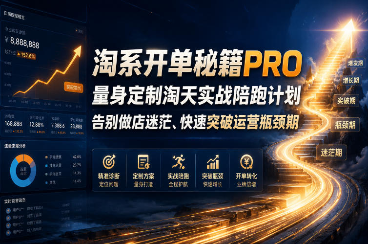 淘系开单秘籍PRO，量身定制淘天实战陪跑计划，告别做店迷茫、快速突破运营瓶颈期(20260709)|副业联盟