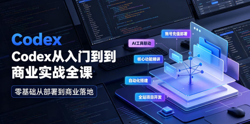 Codex从入门到商业实战全课|账号充值部署、AI工具联动、核心功能精讲、自动化搭建、全站项目开发零基础教程|副业联盟
