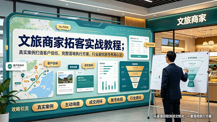 文旅商家拓客实战教程;真实案例打造客户信任,完整落地执行方案,行业避坑账号布局心法|副业联盟