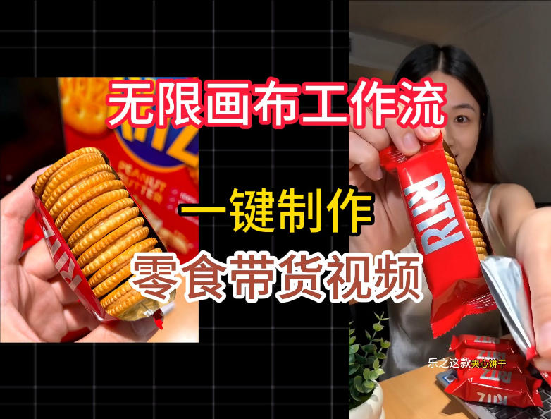 无限画布工作流一键制作零食带货视频,操作简单实操教学|副业联盟