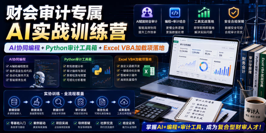 财会审计专属AI实战训练营｜AI协同编程+Python审计工具箱+Excel VBA加载项落地(更新0710) - 副业联盟|副业联盟