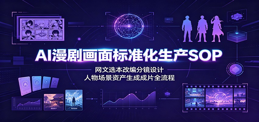 AI漫剧画面标准化生产SOP:网文选本改编分镜设计,人物场景资产生成成片全流程|副业联盟