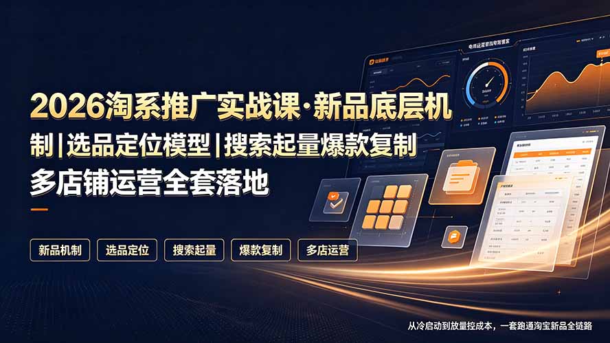 2026淘系推广实战课·新品底层机制｜选品定位模型｜搜索起量爆款复制多店铺运营全套落地教程|副业联盟