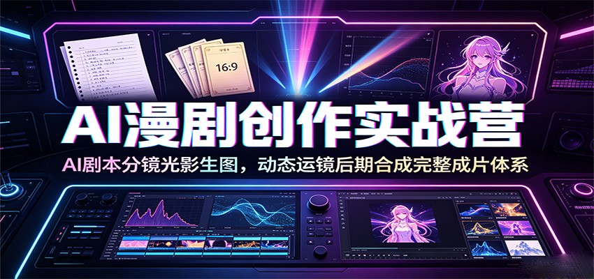 AI漫剧创作实战营：AI剧本分镜光影生图，动态运镜后期合成完整成片体系|副业联盟