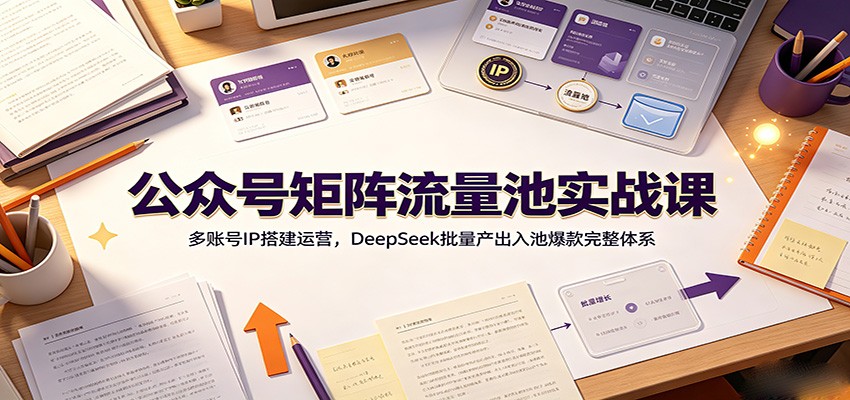 公众号矩阵流量池实战课:多账号IP搭建运营,DeepSeek批量产出入池爆款完整体系|副业联盟