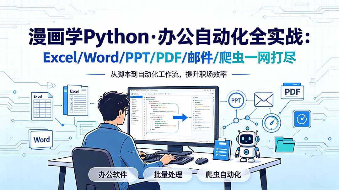 漫画学Python·办公自动化全实战:Excel/Word/PPT/PDF/邮件/爬虫一网打尽|副业联盟