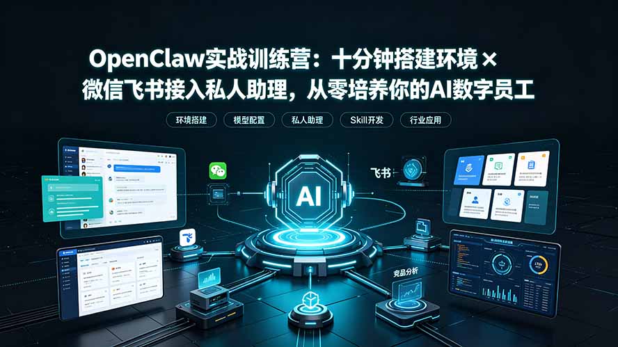 OpenClaw实战特训营：十分钟搭建环境×微信飞书接入私人助理，从零培养你的AI数字员工 - 副业联盟|副业联盟