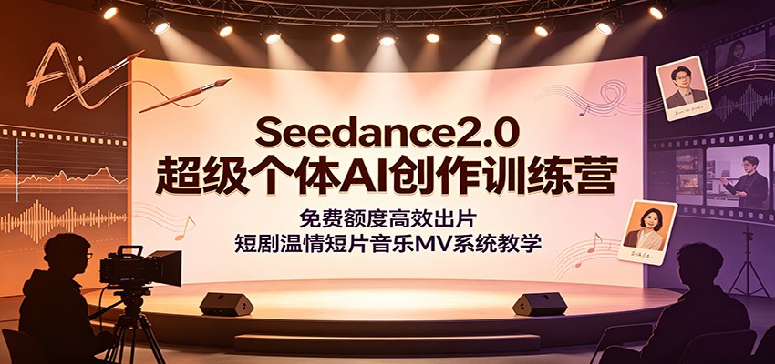 Seedance2.0超级个体AI创作训练营:免费额度高效出片,短剧温情短片音乐MV系统教学|副业联盟