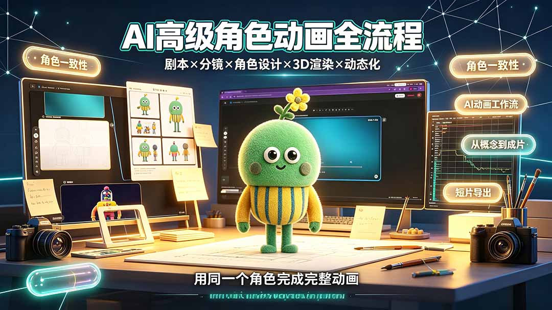 AI高级角色动画全流程:剧本×分镜×角色设计×3D渲染×动态化,从概念到成片一站式教学|副业联盟