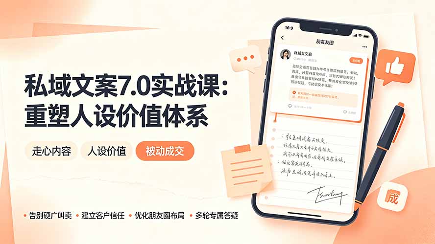 私域文案实战课7.0:重塑人设价值体系|-告别硬广推销×走心内容×自我价值塑造,实现被动成交|副业联盟