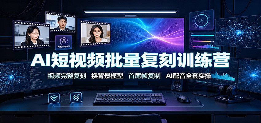 AI短视频批量复刻训练营:视频完整复刻,换背景模型、首尾帧复制、AI配音全套实操|副业联盟