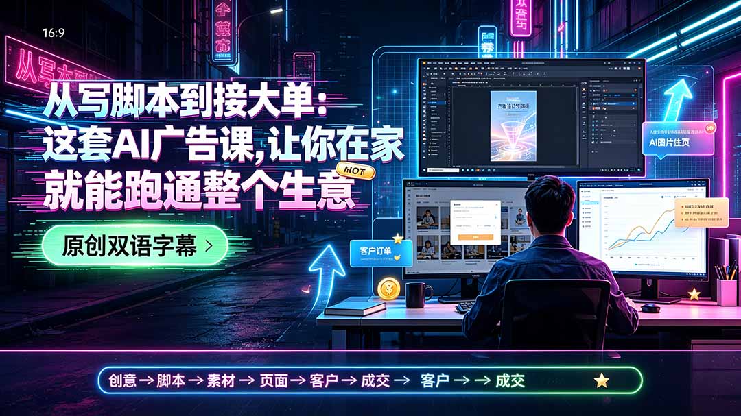 从写脚本到接大单:这套AI广告课,让你在家就能跑通整个生意【原创双语字幕】|副业联盟