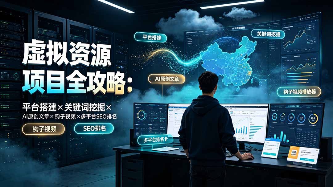 虚拟资源项目全攻略:平台搭建×关键词挖掘×AI原创文章×钩子视频×多平台SEO排名|副业联盟