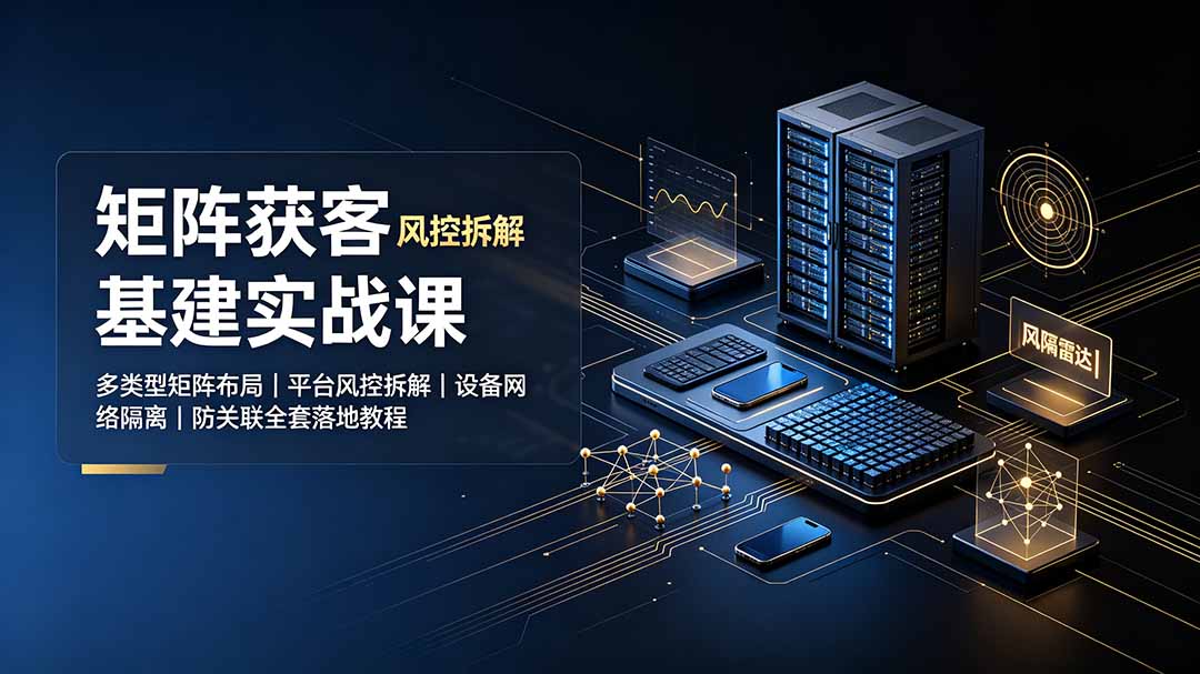 矩阵获客基建实战课:多类型矩阵布局|平台风控拆解|设备网络隔离|防关联全套落地教程|副业联盟
