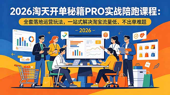 2026淘天开单秘籍PRO实战陪跑课程-更新：全套落地运营玩法，一站式解决淘宝流量低、不出单难题|副业联盟