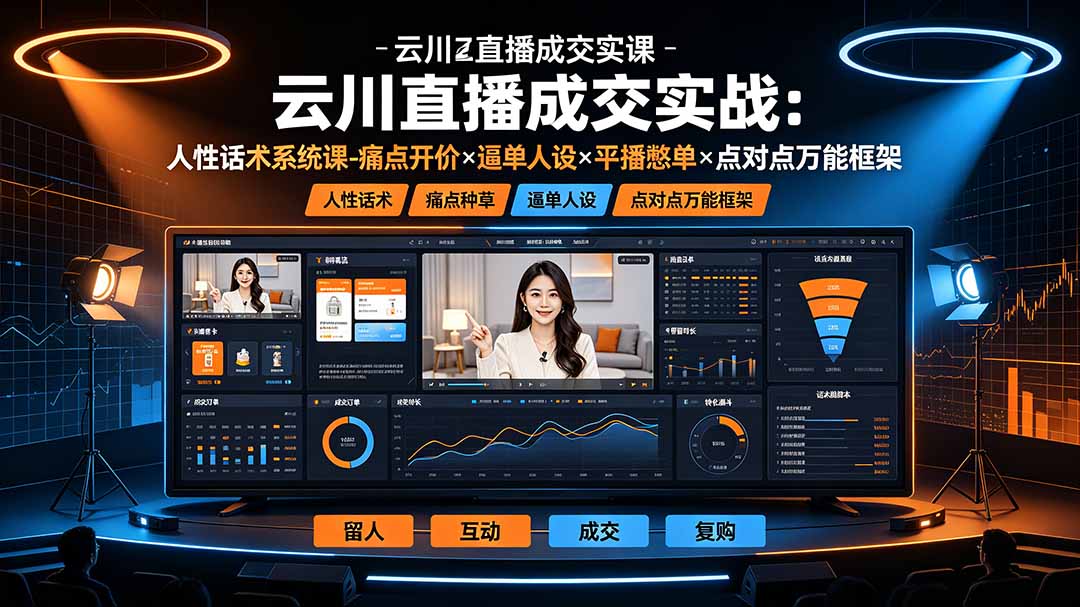 云川直播成交实战:人性话术系统课-痛点种草×塑品开价×逼单人设×平播憋单×点对点万能框架|副业联盟
