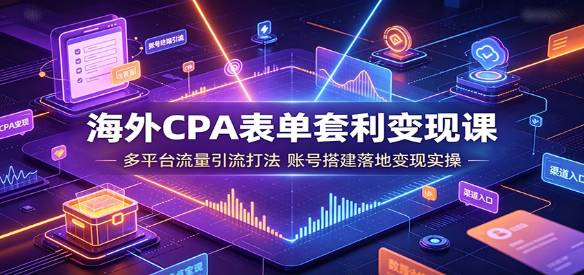 海外CPA表单套利变现课：多平台流量引流打法，账号搭建落地变现实操|副业联盟