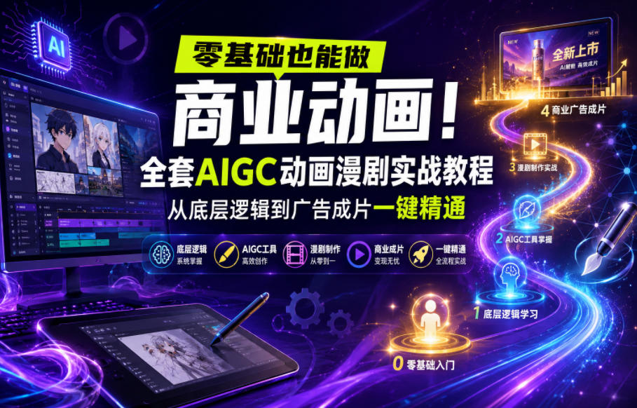 零基础也能做商业动画!全套AIGC动画漫剧实战教程,从底层逻辑到广告成片一键精通(更新0715)|副业联盟