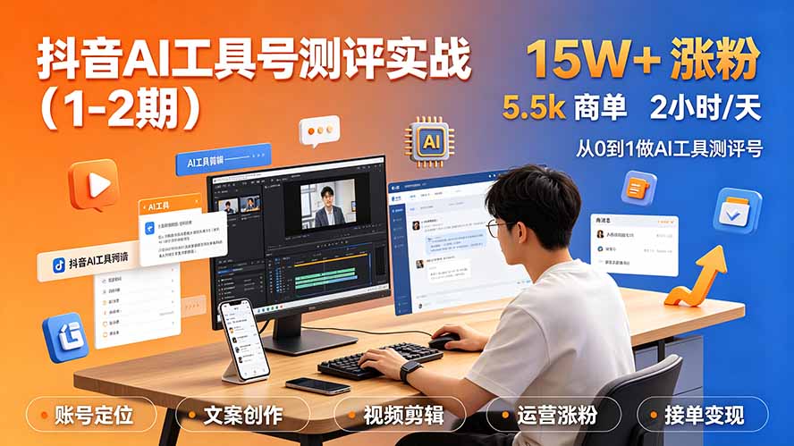 抖音AI工具号测评实战(1-2期|副业联盟