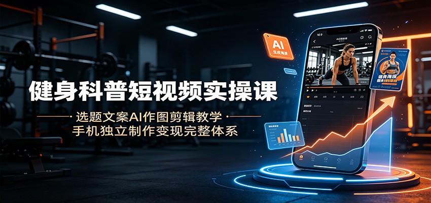 健身科普短视频实操课:选题文案AI作图剪辑教学,手机独立制作变现完整体系|副业联盟