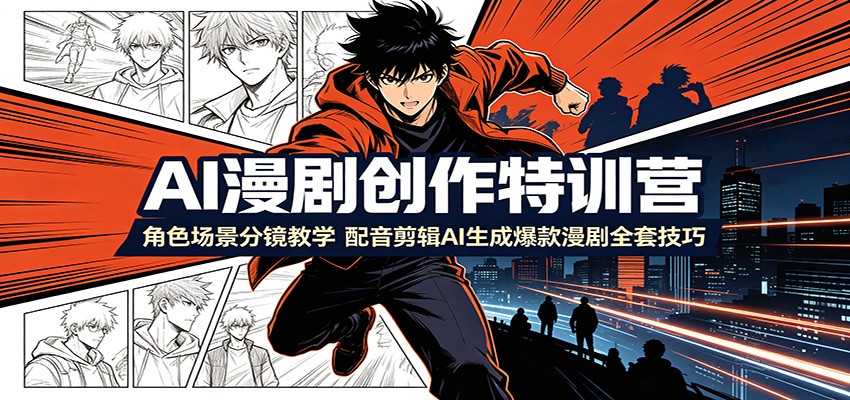 AI漫剧创作特训营:角色场景分镜教学,配音剪辑AI生成爆款漫剧全套技巧|副业联盟