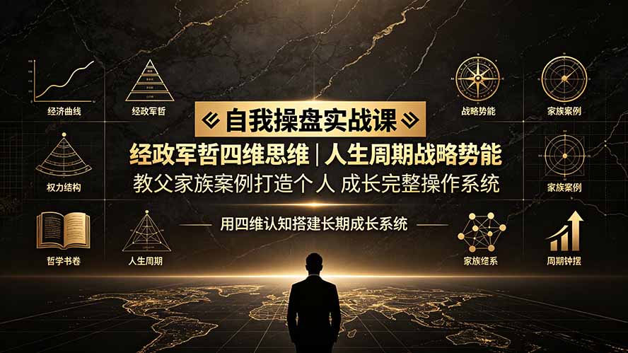 自我操盘实战课:经政军哲四维思维|人生周期战略势能|教父家族案例打造个人成长完整操作系统|副业联盟