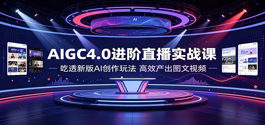 AIGC4.0进阶直播实战课:吃透新版AI创作玩法,高效产出图文视频|副业联盟