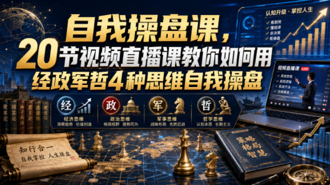 自我操盘课,20节视频直播课教你如何用经政军哲4种思维自我操盘|副业联盟