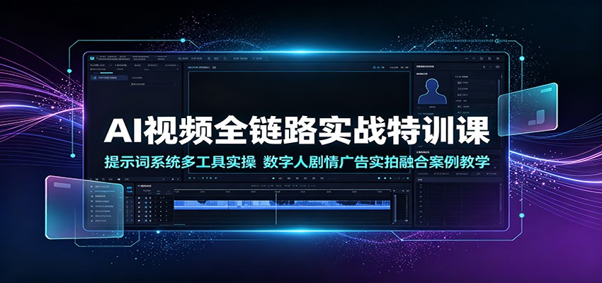 AI视频全链路实战特训课:提示词系统多工具实操,数字人剧情广告实拍融合案例教学|副业联盟