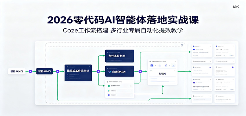2026零代码AI智能体落地实战课:Coze工作流搭建,多行业专属自动化提效教学|副业联盟