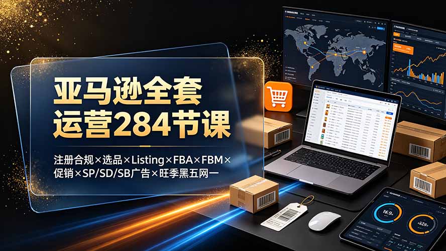 亚马逊全套运营284节课:注册合规×选品×Listing×FBA×FBM×促销×SP/SD/SB广告×旺季黑五网一|副业联盟