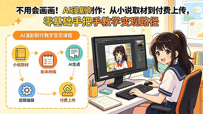 不用会画画!AI漫剧制作:从小说取材到付费上传,零基础手把手教学变现路径(更新|副业联盟