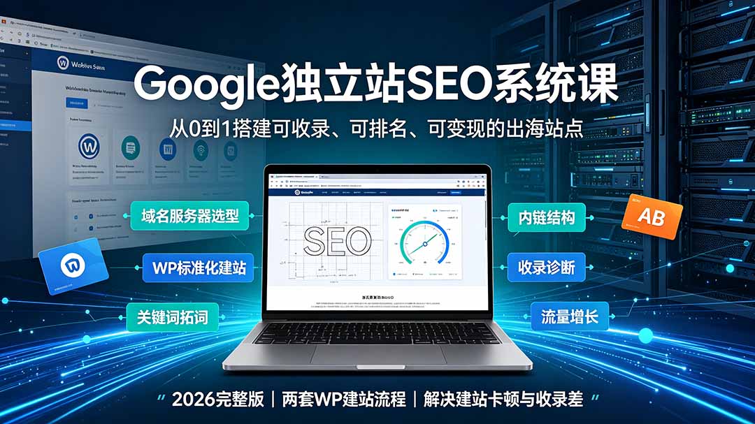 Google独立站SEO-7月系统课:出海基建×WordPress建站×AI内容生产×站内外优化×Search Console×AdSense变现|副业联盟