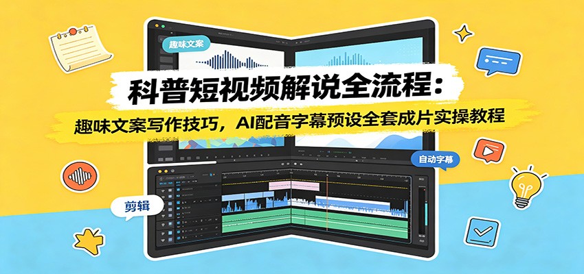 科普短视频解说全流程:趣味文案写作技巧,AI配音字幕预设全套成片实操教程|副业联盟